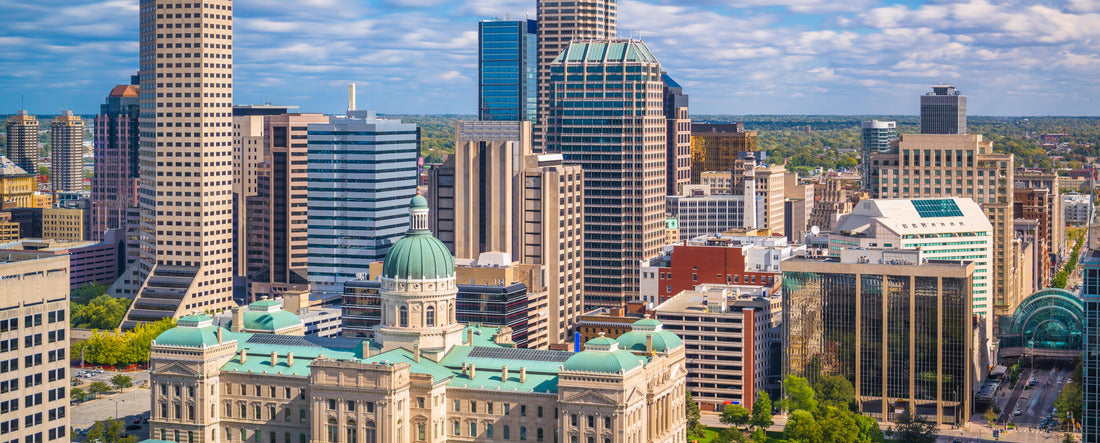 Indianapolis, Indiana, USA downtown city skyline with the State House in the afternoon 2000pc Panoramic Puzzle