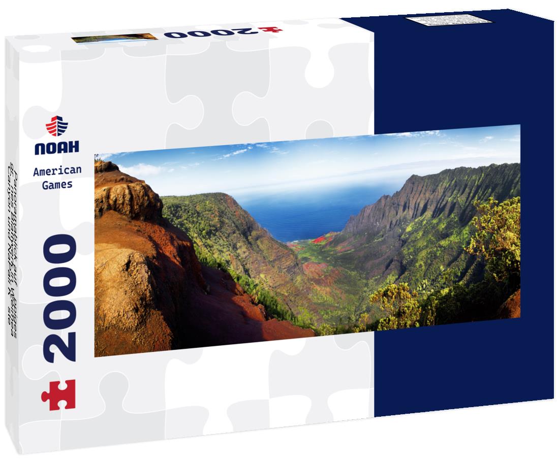 Lush green foliage in Waimea Canyon and the Na Pali Coast, Kauai, Hawaii 2000pc Panoramic Puzzle
