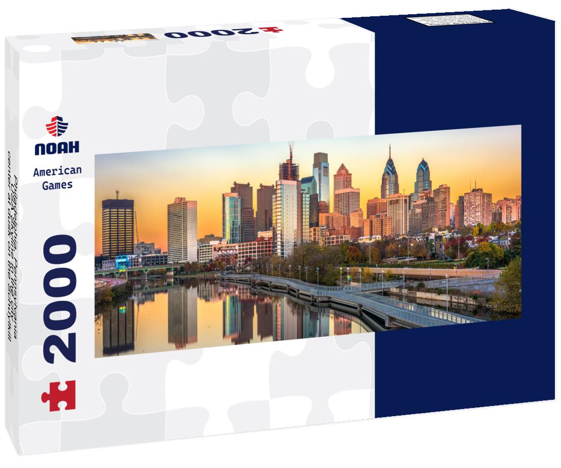Philadelphia, Pennsylvania, USA Skyline in the city center at dusk on the Schuylkill River 2000pc Panoramic Puzzle