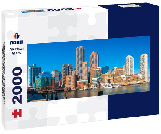 Noah Jigsaw Puzzle Panoramic Boston City Skyline and Seascape at the Boston Harbor. Clear Blue Sky Backgrounds panorama 2000 pieces