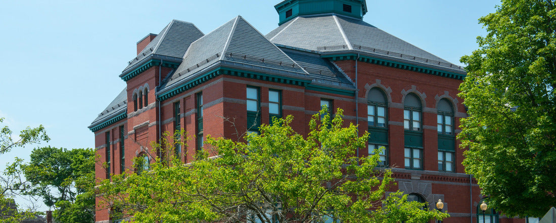 Stoughton town hall at Washington Street at the town center of Stoughton, Massachusetts MA, USA 2000pc Panoramic Puzzle