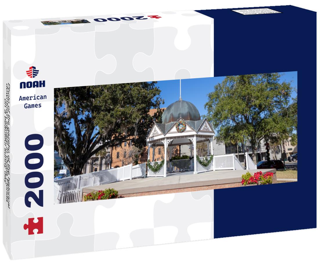 Gazebo - Sunny Historical downtown square in Ocala Florida 2000pc Panoramic Puzzle