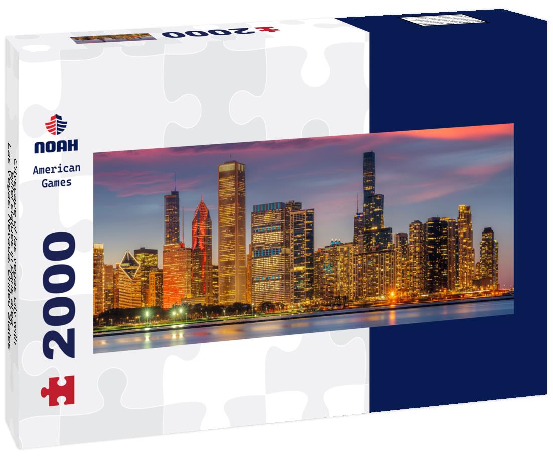 Cityscape of las vegas city with eiffel statues in paris area, Las Vegas, Nevada, United States 2000pc Panoramic Puzzle