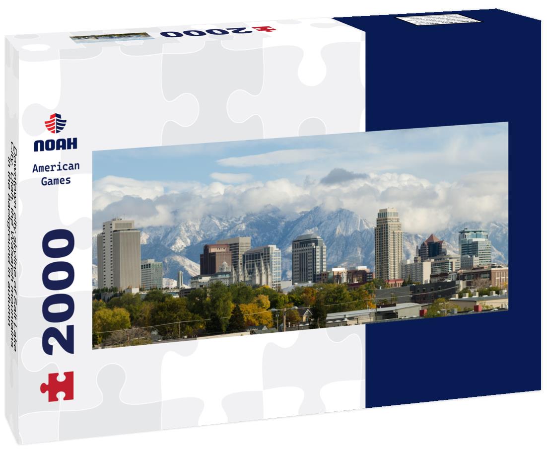 Downtown city skyline of Salt Lake City, Utah, the Wasatch mountains in the background in autumn 2000pc Panoramic Puzzle