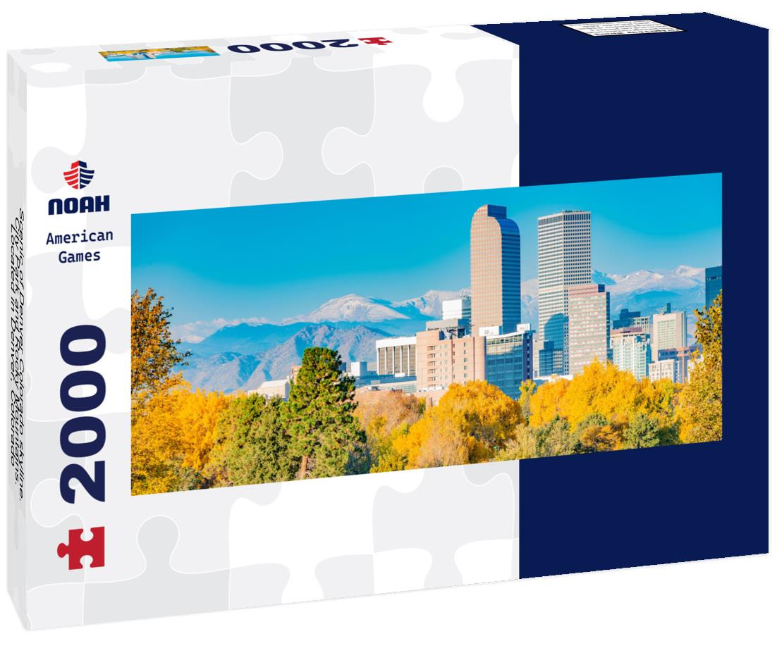 Scenic of Denver Colorado skyline. City Park and Rocky Mountains. Located in Denver, Colorado, USA 2000pc Panoramic Puzzle