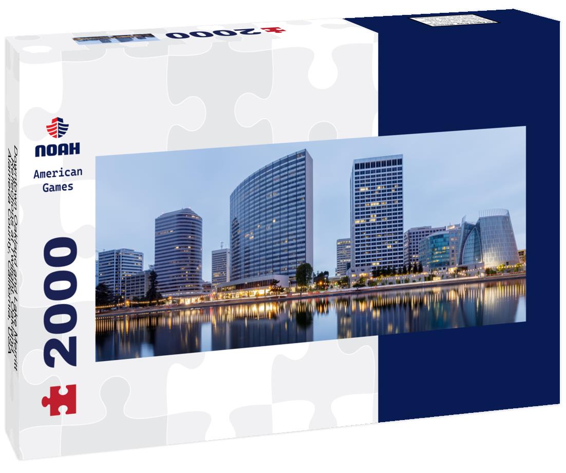 Downtown Oakland and Lake Merritt Reflections at Twilight. Oakland, Alameda County, California, USA 2000pc Panoramic Puzzle