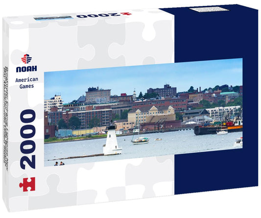 Noah Jigsaw Puzzle Breakwater Entrance Lightouse New Bedford Harbor Sailboats Buzzards Bay Massachusetts United States panorama 2000 pieces