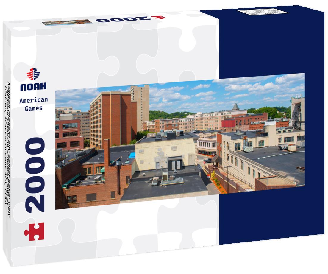Malden modern city center aerial view at Main Street in summer, city of Malden, Massachusetts MA, USA 2000pc Panoramic Puzzle
