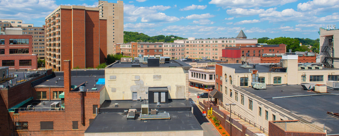 Malden modern city center aerial view at Main Street in summer, city of Malden, Massachusetts MA, USA 2000pc Panoramic Puzzle