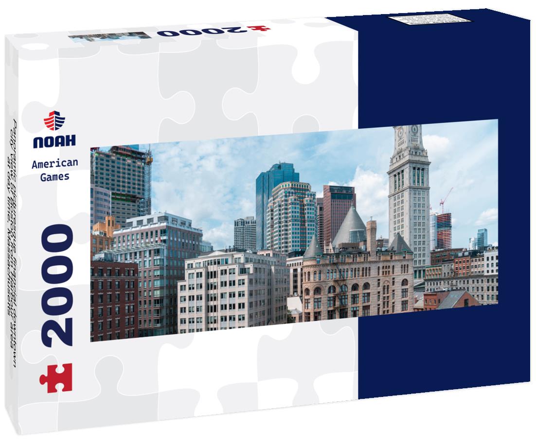 Financial downtown city view of Boston from Harbour area at day time, Massachusetts 2000pc Panoramic Puzzle