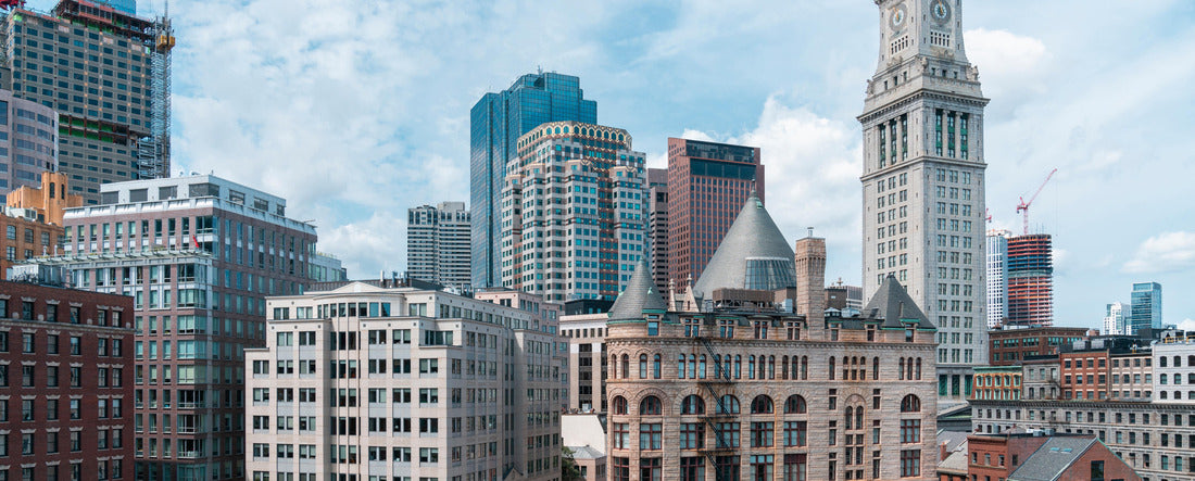 Financial downtown city view of Boston from Harbour area at day time, Massachusetts 2000pc Panoramic Puzzle