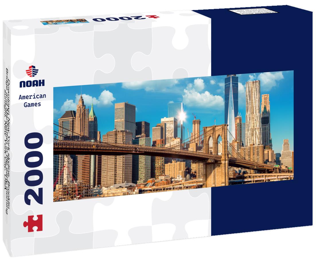 Downtown New York skyline, Brooklin Bridge and Manhattan in the early morning sunlight, New York City, USA 2000pc Panoramic Puzzle