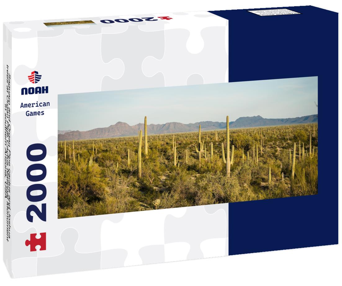 Saguaro and Organ Pipe cactus and Joshua trees at Organ Pipe Cactus National Monument in southern Arizona, USA 2000pc Panoramic Puzzle
