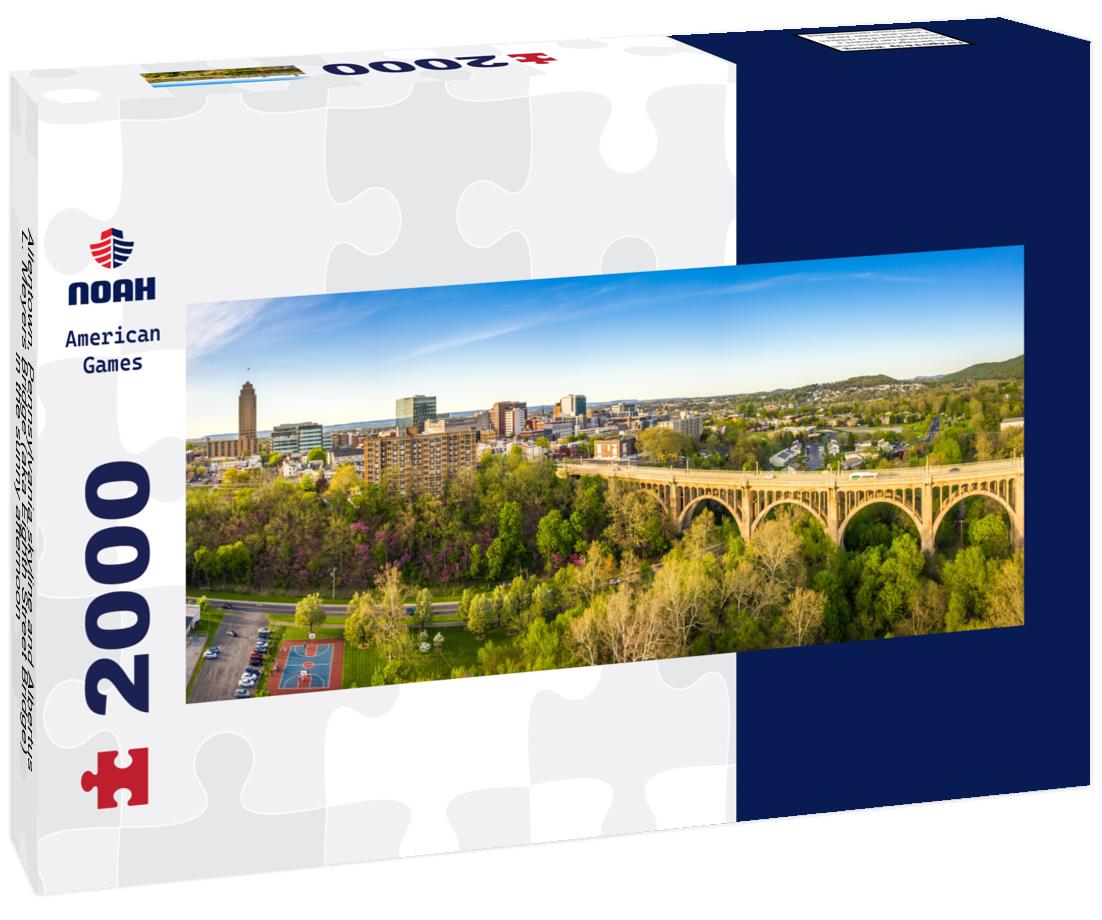 Noah Jigsaw Puzzle Allentown, Pennsylvania skyline and Albertus L. Meyers Bridge (aka Eighth Street Bridge) in the sunny afternoon panorama 2000 pieces
