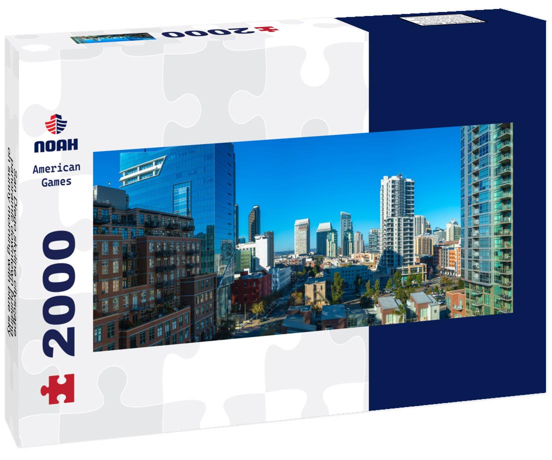 San Diego skyline cityscape, downtown building on sunny morning with blue sky in Southern California, USA 2000pc Panoramic Puzzle
