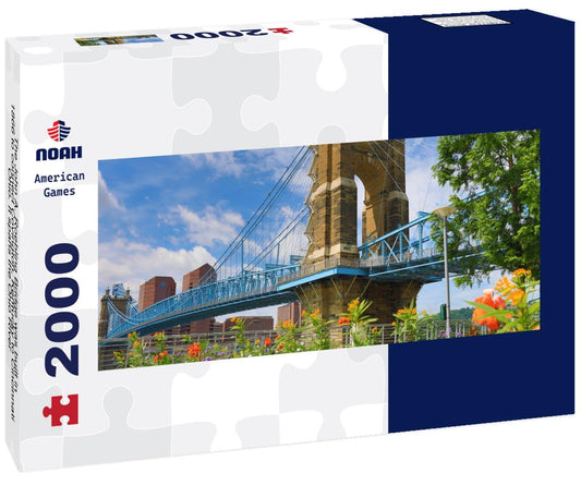 Noah Jigsaw Puzzle The John A. Roebling Bridge was built in 1866 to connect Covington, Kentucky to Cincinnati, Ohio. It spans the Ohio River panorama 2000 pieces