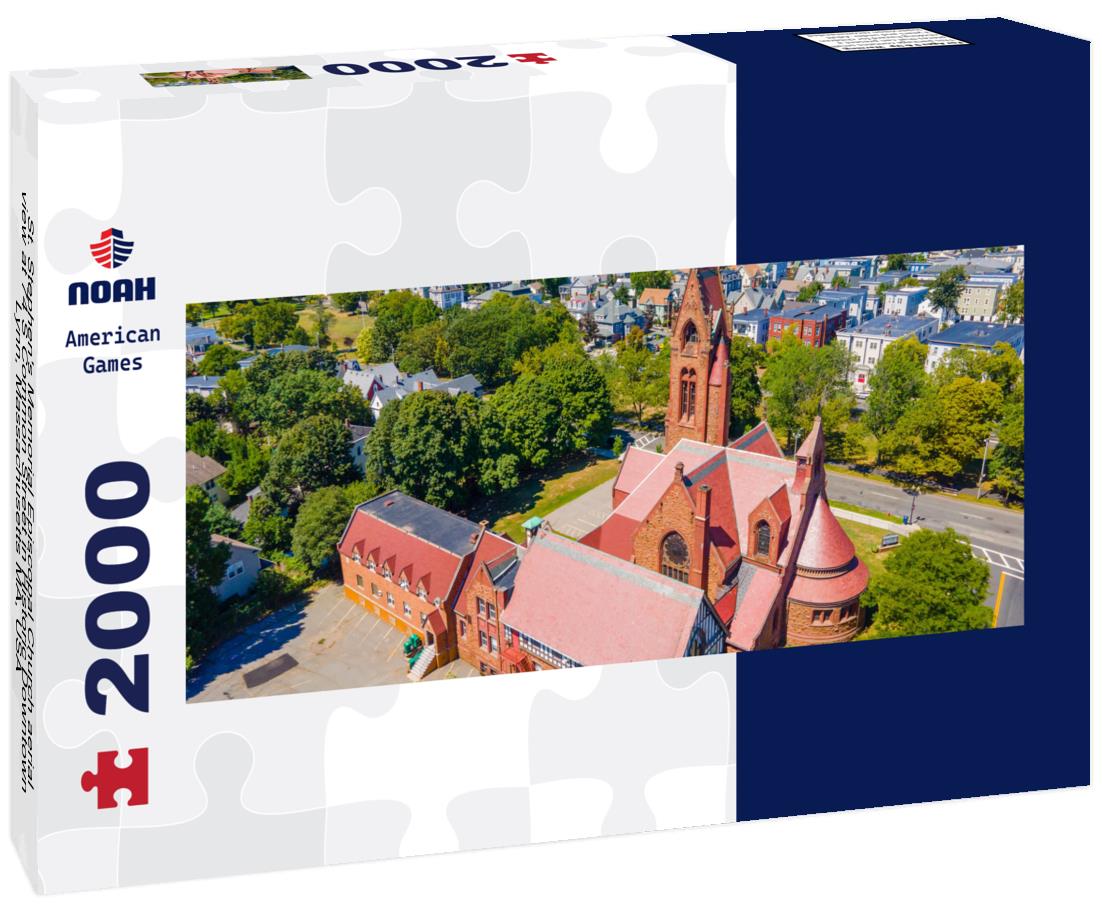 St. Stephen's Memorial Episcopal Church aerial view at 74 S Common Street in Historic Downtown Lynn, Massachusetts MA, USA 2000pc Panoramic Puzzle