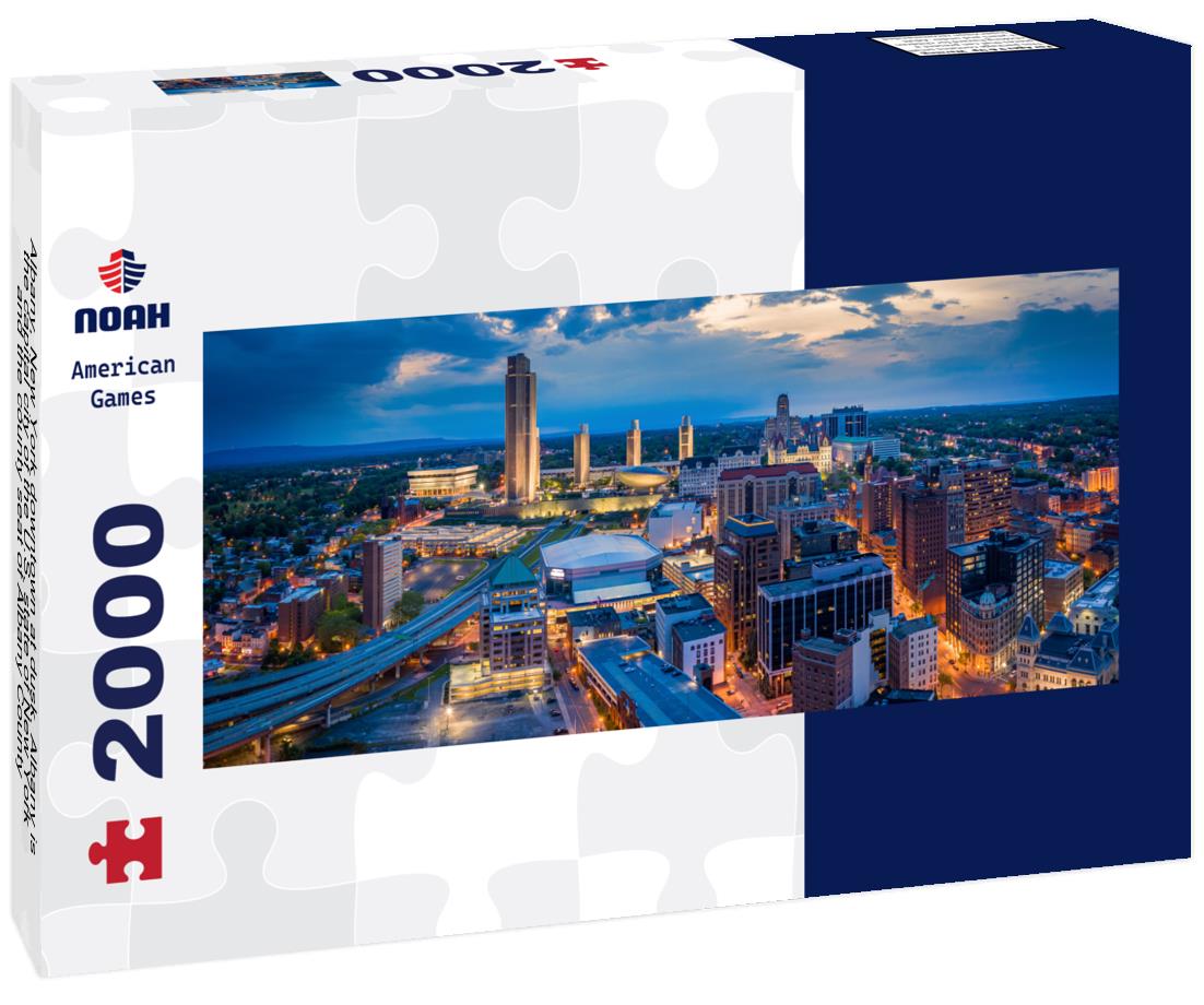 Albany, New York downtown at dusk. Albany is the capital city of the U.S. state of New York and the county seat of Albany County 2000pc Panoramic Puzzle