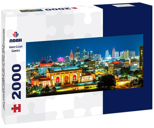 Noah Jigsaw Puzzle Kansas City skyline by night, viewed from Liberty Memorial Park, near Union Station. Kansas City is the largest city in Missouri panorama 2000 pieces