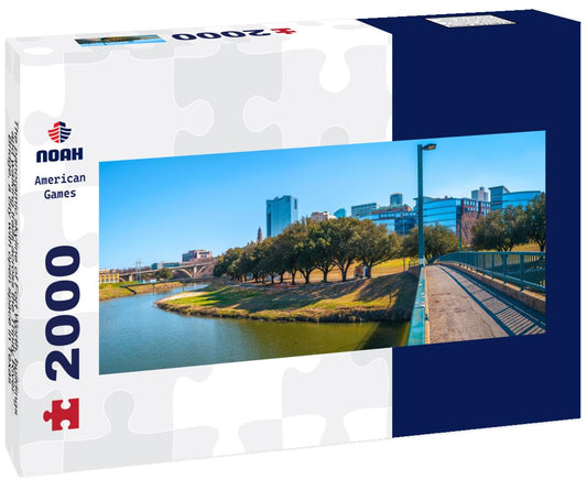 Noah Jigsaw Puzzle The panoramic skyline of Fort Worth, buildings and walking trails across the Trinity River Bridge, a city with open space in Texas panorama 2000 pieces