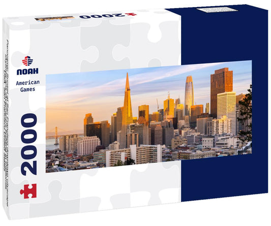Noah Jigsaw Puzzle Panoramic Sunset at San Francisco downtown cityscape skylines ans skyscrapers building in California, USA. San Francisco United States panorama 2000 pieces