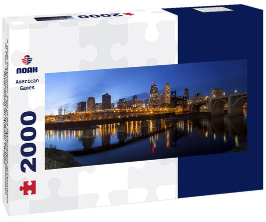Noah Jigsaw Puzzle A Wide Panoramic Shot of the Skyscrapers of Downtown St Paul, Minnesota Reflecting Across the Mississippi River during an Autumn Twilight panorama 2000 pieces