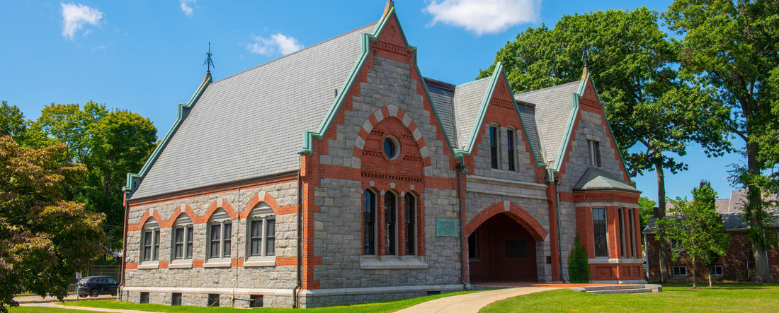 Quincy Historical Society is located in Adams Academy Building on Adams Street at Hancock Street in historic downtown Quincy, Massachusetts MA, USA 2000pc Panoramic Puzzle