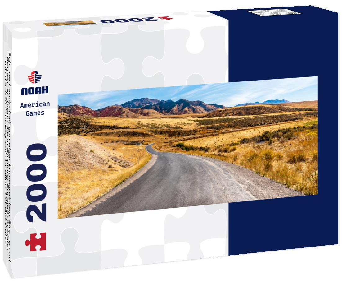 Schöne Landschaft von einer kurvenreichen Straße und Bergen, während Sie in Richtung Pocatello in Idaho von der I-15 Freeway auf der alten 191 Autobahn 2000pc Panoramic Puzzle
