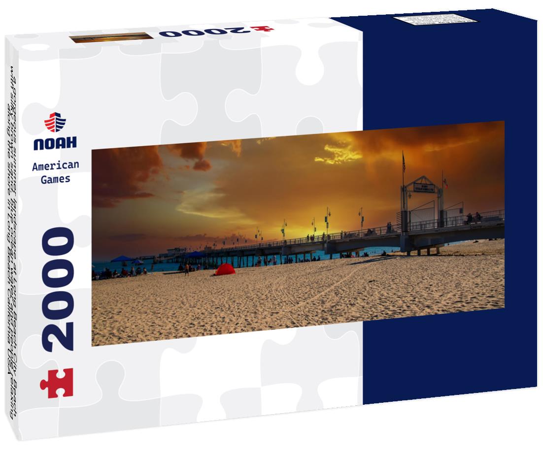 Noah Jigsaw Puzzle a gorgeous summer landscape at Long Beach City Beach with silky brown sand, blue ocean water and people relaxing along the shore in Long Beach California USA panorama 2000 pieces