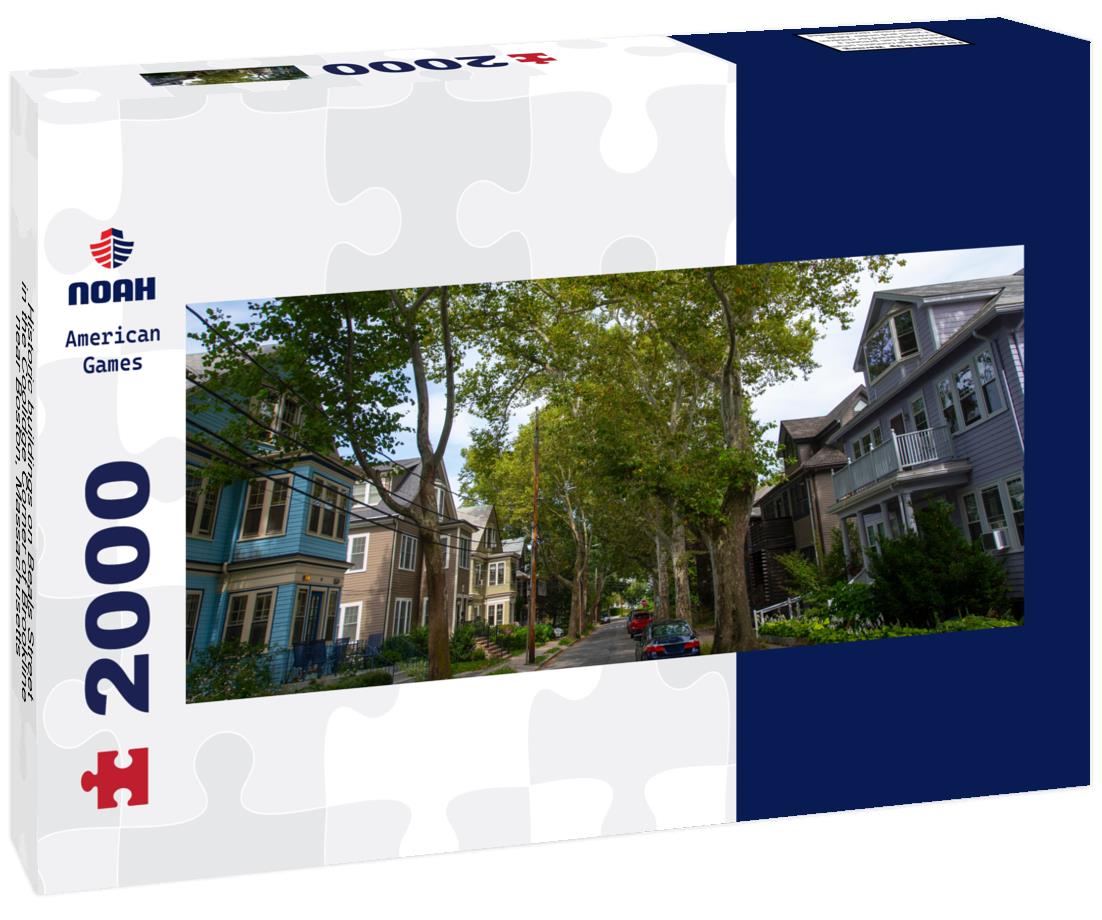 Historic buildings on Beals Street in the Coolidge Corner of Brookline near Boston, Massachusetts 2000pc Panoramic Puzzle