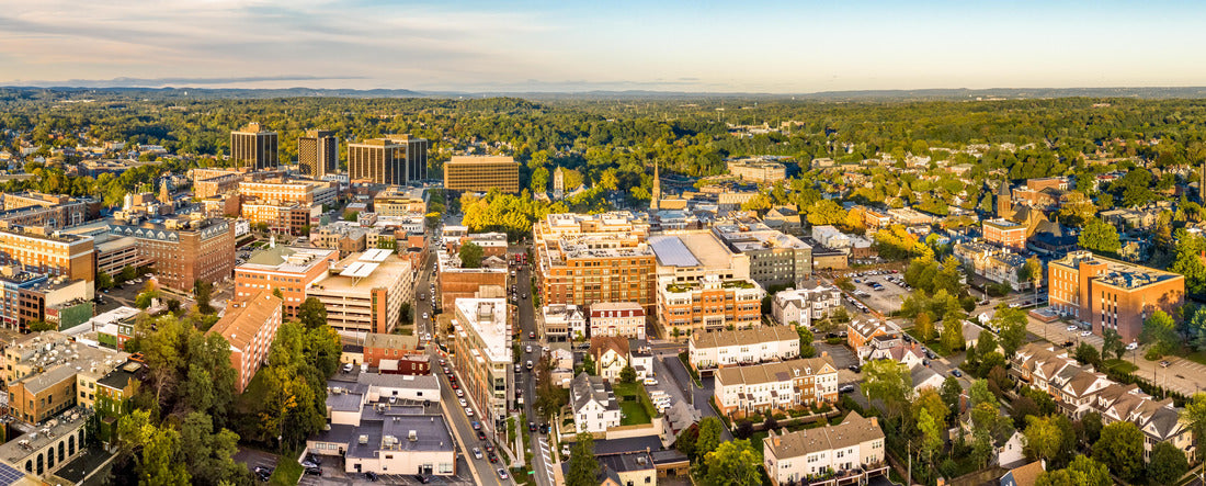 Aerial cityscape of Morristown, New Jersey 2000pc Panoramic Puzzle