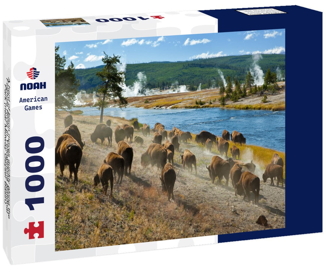 Noah Jigsaw Puzzle A herd of bison moves quickly along the Firehole River in Yellowstone National Park (near Midway Geyser Basin) 1000 pieces