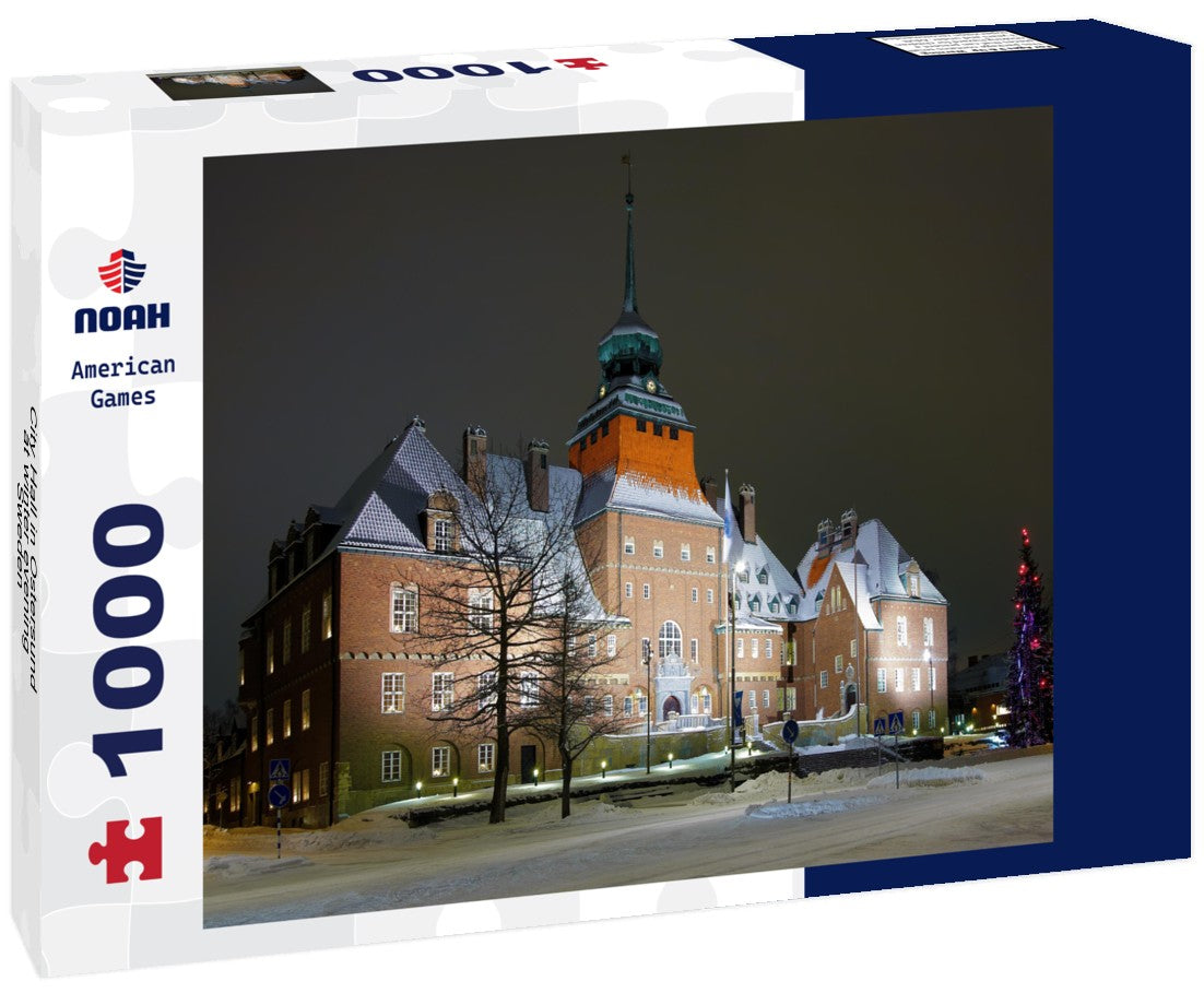 Noah Jigsaw Puzzle City Hall in Ostersund at winter evening, Sweden 1000 pieces