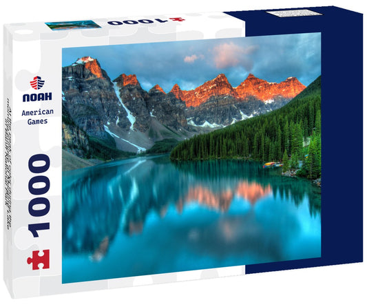 Noah Jigsaw Puzzle At the peak of color during the morning sunrise at Moraine Lake in Banff National Park 1000 pieces