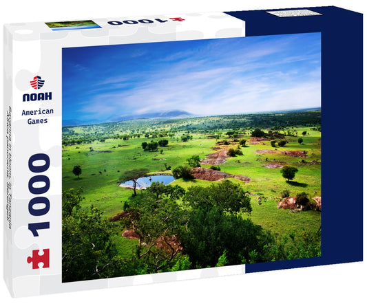 Noah Jigsaw Puzzle Savanna in bloom, in Tanzania, Africa panorama. Serengeti 1000 pieces