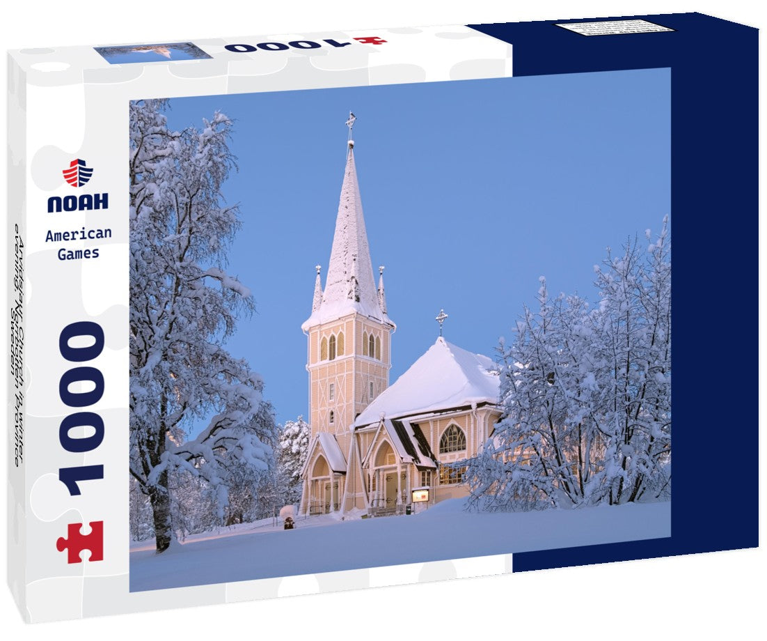 Noah Jigsaw Puzzle Arvidsjaur Church in winter evening, Norrbotten Province, Sweden 1000 pieces