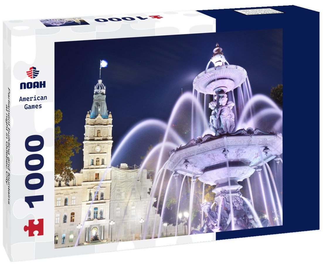 Noah Jigsaw Puzzle Parliament building and fountains at night in Quebec City 1000 pieces
