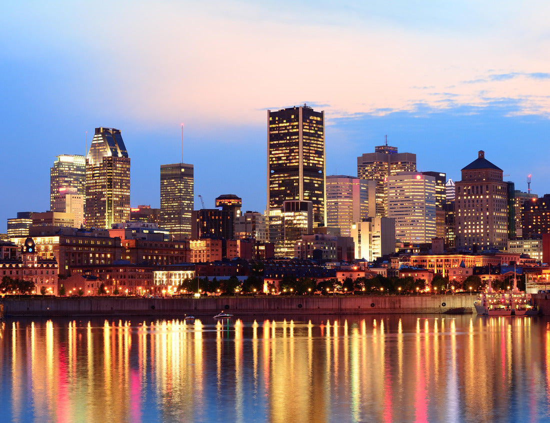 Noah Jigsaw Puzzle Montreal across the river at sunset with city lamps and urban buildings 1000 pieces