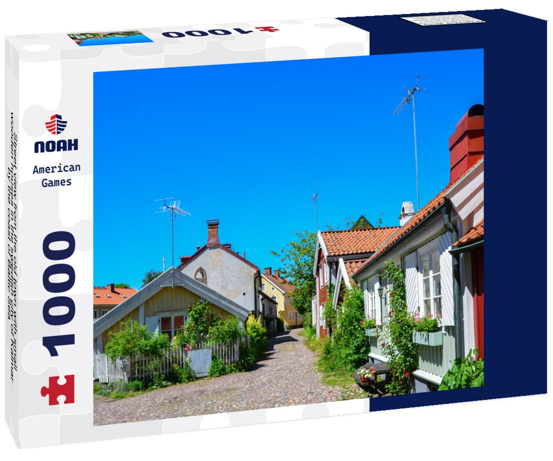 Noah Jigsaw Puzzle Street view from the old town with small wooden houses in the swedish city of Kalmar by the coast of Baltic Sea 1000 pieces