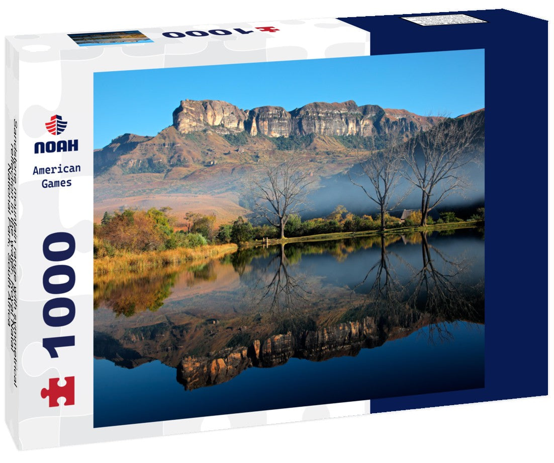 Noah Jigsaw Puzzle Sandstone mountain range with symmetrical reflection in the water, Royal Natal National Park, South Africa 1000 pieces
