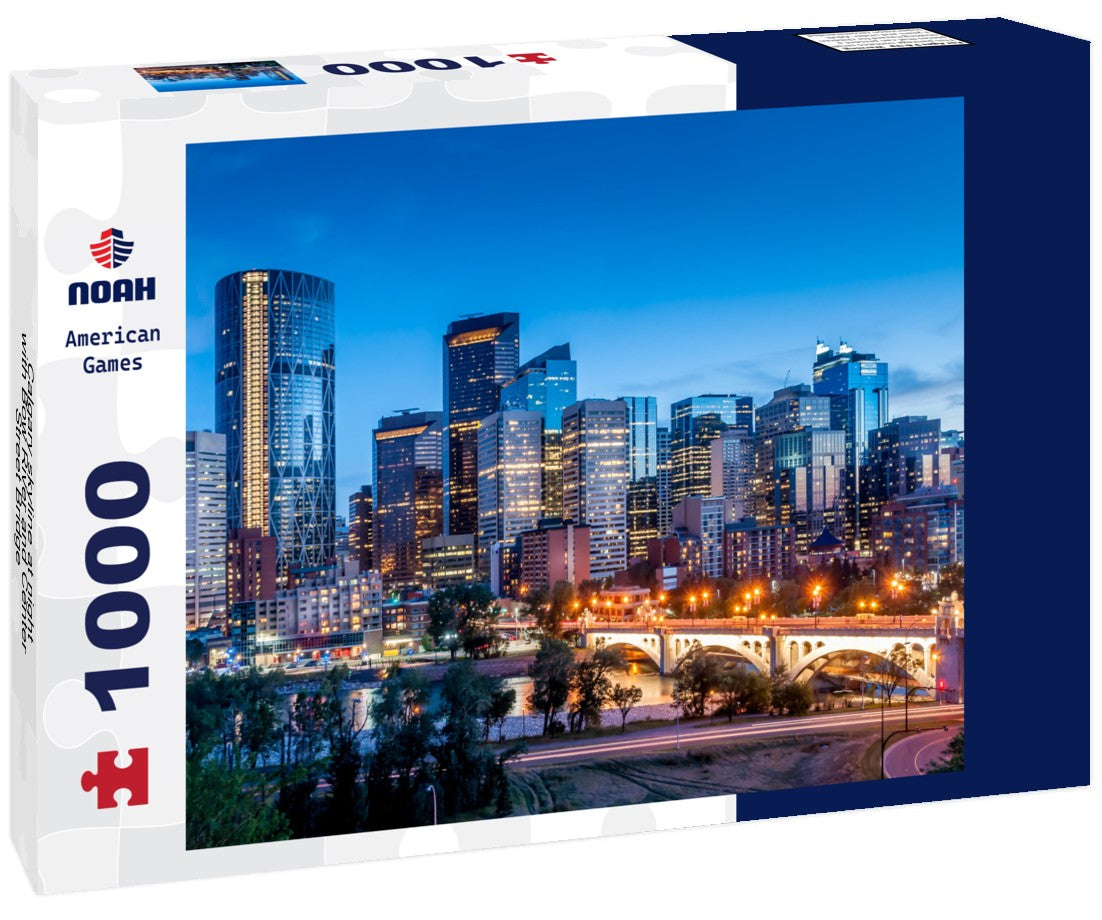 Noah Jigsaw Puzzle Calgary skyline at night with Bow River and Center Street Bridge 1000 pieces