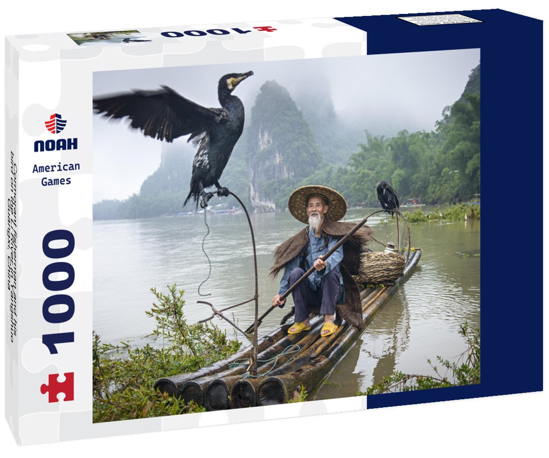 Noah Jigsaw Puzzle Cormorant fisherman and his bird on the Li River in Yangshuo, Guangxi, China 1000 pieces