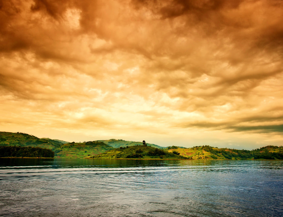 Noah Jigsaw Puzzle African sunset with stormy sky at Lake Bunyonyi in Uganda, Africa 1000 pieces