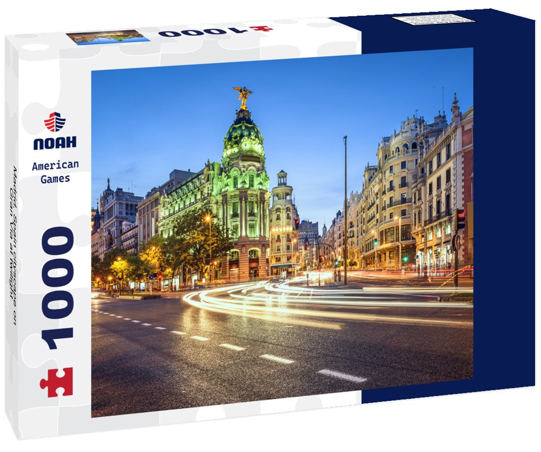 Noah Jigsaw Puzzle Madrid, Spain cityscape on Gran Via at twilight 1000 pieces