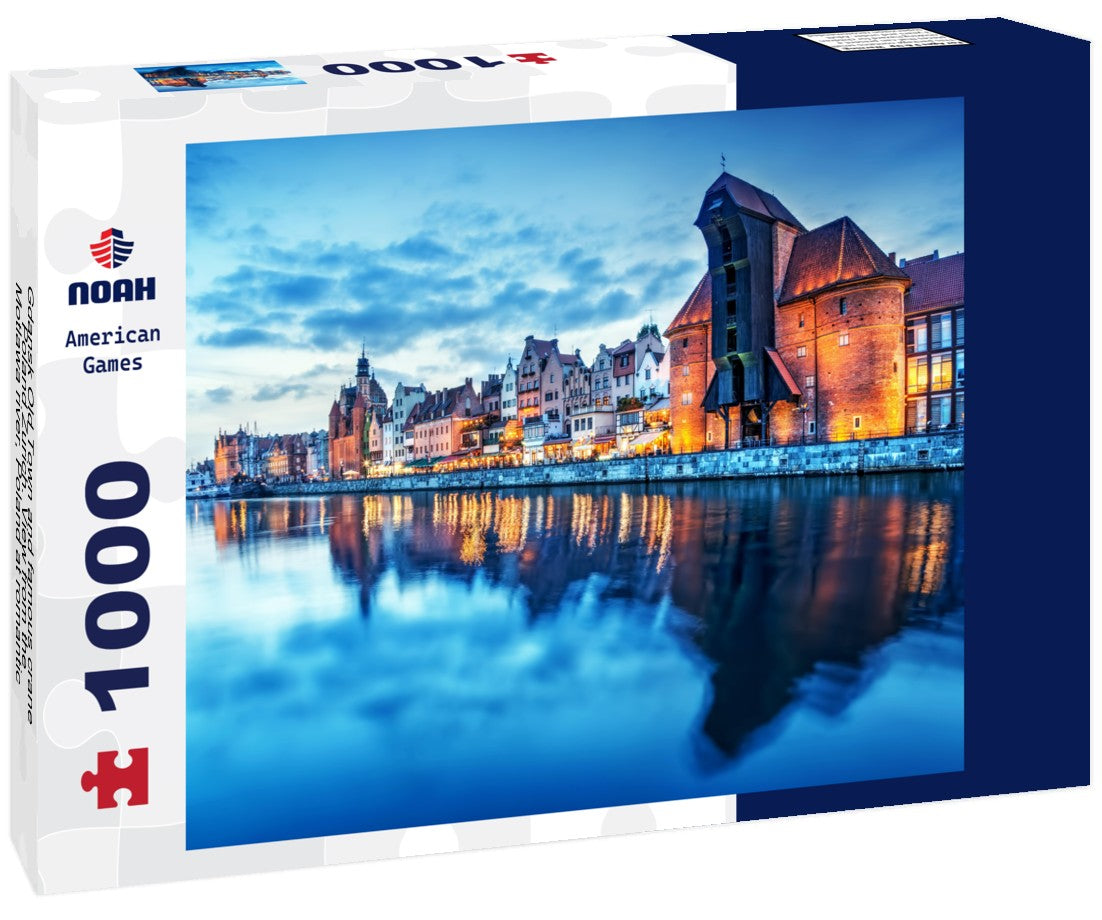 Noah Jigsaw Puzzle Gdansk Old Town and famous crane, Poland Zurich. View from the Motlawa river, Poland at romantic sunset, night 1000 pieces