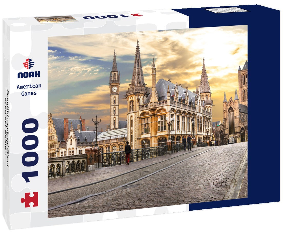 Noah Jigsaw Puzzle Beautiful medieval Ghent at sunset. Belgium 1000 pieces