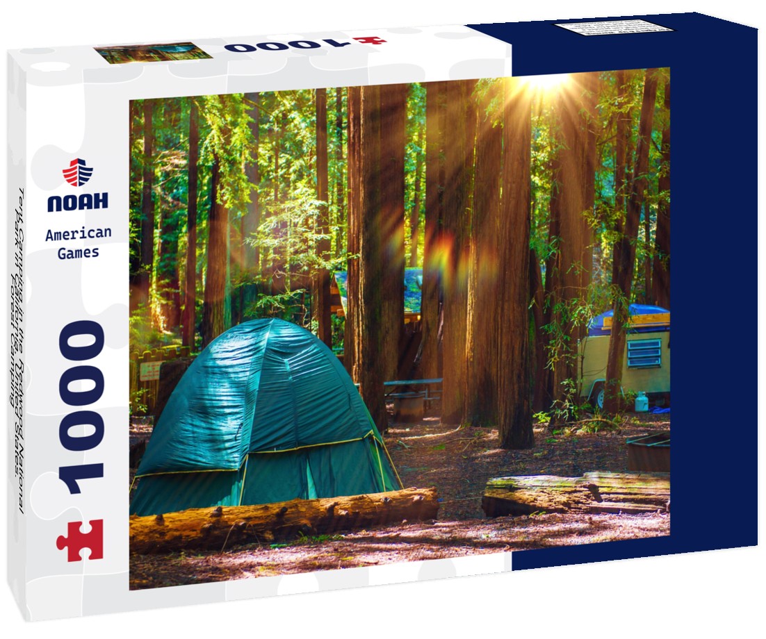 Noah Jigsaw Puzzle Tent Camping in the Redwood National Park in California, United States. Forest Camping 1000 pieces