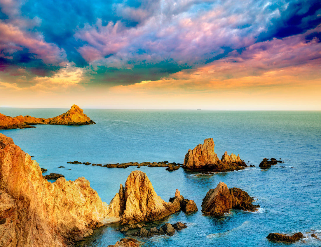 Noah Jigsaw Puzzle Almeria Cabo de Gata las Sirenas point sunset rocks in Mediterranean sea of Spain 1000 pieces