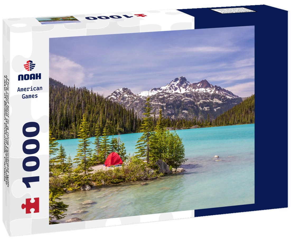 Noah Jigsaw Puzzle This red tent is a nice contrast with the turquoise water of Upper Joffre Lake in British Columbia, Canada 1000 pieces