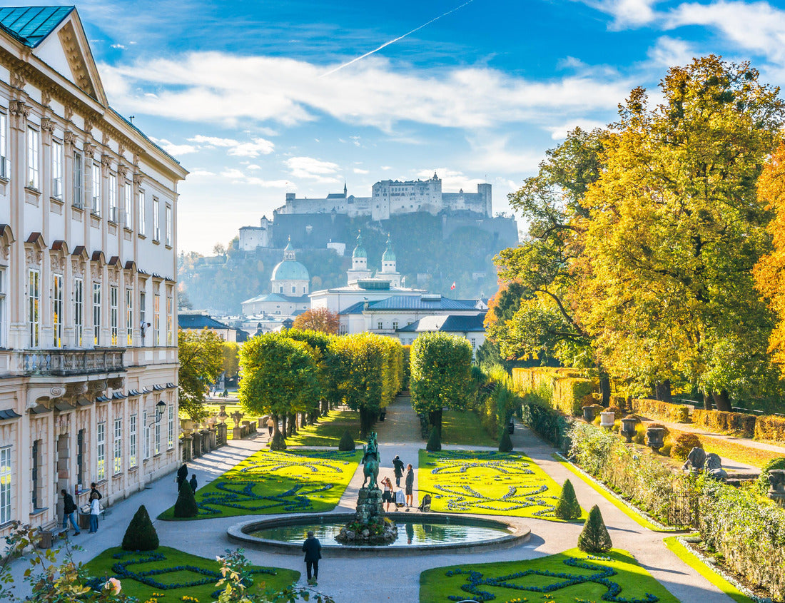 Noah Jigsaw Puzzle Beautiful view of the famous Mirabell Gardens with the old historic fortress Hohensalzburg in the background in Salzburg, Austria 1000 pieces